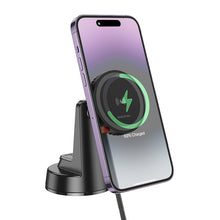 Заредете изображение във визуализатора на галерията – Borofone Car holder BH208 Mona magnetic with induction charging with Type C cable to dashboard black
