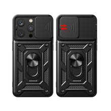 Заредете изображение във визуализатора на галерията – Armor Camshield Case with Stand and Camera Cover for iPhone 15 Pro Max Hybrid Armor Camshield - Blue
