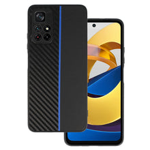 Заредете изображение във визуализатора на галерията – Tel Protect CARBON Case for Xiaomi Redmi Note 11 5G/Poco M4 Pro 5G Black with blue stripe
