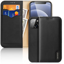 Заредете изображение във визуализатора на галерията – Dux Ducis Hivo Genuine Leather Bookcase type case for iPhone 13 black - TopMag
