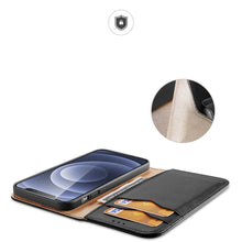 Заредете изображение във визуализатора на галерията – Dux Ducis Hivo Genuine Leather Bookcase type case for iPhone 13 black - TopMag

