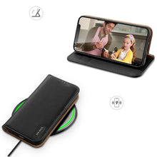 Заредете изображение във визуализатора на галерията – Dux Ducis Hivo Genuine Leather Bookcase type case for iPhone 13 black - TopMag

