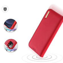 Заредете изображение във визуализатора на галерията – Dux Ducis Hivo Genuine Leather Bookcase type case for iPhone 13 red - TopMag
