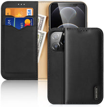 Заредете изображение във визуализатора на галерията – Dux Ducis Hivo Genuine Leather Bookcase type case for iPhone 13 Pro black - TopMag
