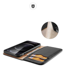 Заредете изображение във визуализатора на галерията – Dux Ducis Hivo Genuine Leather Bookcase type case for iPhone 13 Pro black - TopMag
