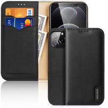 Заредете изображение във визуализатора на галерията – Dux Ducis Hivo Genuine Leather Bookcase type case for iPhone 13 Pro Max black - TopMag
