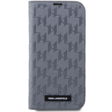 Заредете изображение във визуализатора на галерията – Karl Lagerfeld KLBKP14XSAKLHPG iPhone 14 Pro Max 6.7" bookcase silver/silver Saffiano Monogram

