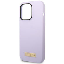 Заредете изображение във визуализатора на галерията – Guess GUHMP14LSBPLU iPhone 14 Pro 6.1" purple/purple hard case Silicone Logo Plate MagSafe
