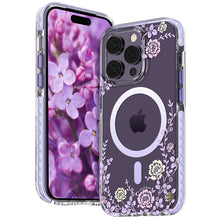 Заредете изображение във визуализатора на галерията – Kingxbar Flora Series magnetic case for iPhone 14 Pro Max MagSafe decorated with peony flowers print
