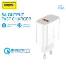 Заредете изображение във визуализатора на галерията – Foneng Wall charger EU46 - USB - 3A with USB to Type C cable white

