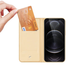 Заредете изображение във визуализатора на галерията – Dux Ducis Skin Pro Bookcase type case for iPhone 13 Pro golden - TopMag
