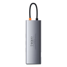 Заредете изображение във визуализатора на галерията – Baseus Metal Gleam 9in1 multifunctional HUB USB Type C - 3x USB 3.2 Gen 1 5Gbps / USB Type C PD 100W / VGA Full HD 60Hz / HDMI 4K 30Hz / czytnik kart TF i SD / RJ45 1Gbps gray (CAHUB-CU0G) - TopMag
