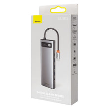 Заредете изображение във визуализатора на галерията – Baseus Metal Gleam 11in1 multifunctional HUB USB Type C - 3x USB 3.2 Gen 1 5Gbps / USB Type C PD 100W / 3,5 mm mini jack AUX / VGA Full HD 60Hz / 2x HDMI 4K 30Hz / TF and SD card reader / RJ45 1Gbps gray (CAHUB-CT0G) - TopMag
