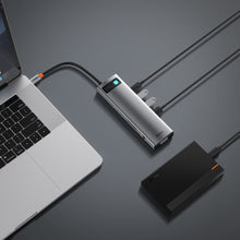 Заредете изображение във визуализатора на галерията – Baseus Metal Gleam 11in1 multifunctional HUB USB Type C - 3x USB 3.2 Gen 1 5Gbps / USB Type C PD 100W / 3,5 mm mini jack AUX / VGA Full HD 60Hz / 2x HDMI 4K 30Hz / TF and SD card reader / RJ45 1Gbps gray (CAHUB-CT0G) - TopMag
