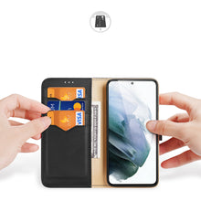 Заредете изображение във визуализатора на галерията – Dux Ducis Hivo Genuine Leather Bookcase type case for Samsung Galaxy S21 FE black - TopMag

