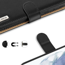 Заредете изображение във визуализатора на галерията – Dux Ducis Hivo Genuine Leather Bookcase type case for Samsung Galaxy S21 FE black - TopMag
