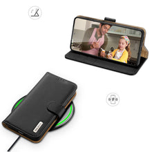 Заредете изображение във визуализатора на галерията – Dux Ducis Hivo Genuine Leather Bookcase type case for Samsung Galaxy S21 FE black - TopMag
