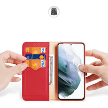 Заредете изображение във визуализатора на галерията – Dux Ducis Hivo Genuine Leather Bookcase type case for Samsung Galaxy S21 FE red - TopMag
