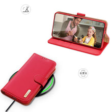 Заредете изображение във визуализатора на галерията – Dux Ducis Hivo Genuine Leather Bookcase type case for Samsung Galaxy S21 FE red - TopMag

