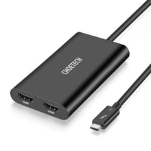 Заредете изображение във визуализатора на галерията – Choetech plug adapter USB Type C Thunderbolt 3 (40Gbps) - 2x HDMI 2.0 4K 60Hz black (HUB-H07) - TopMag
