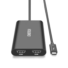Заредете изображение във визуализатора на галерията – Choetech plug adapter USB Type C Thunderbolt 3 (40Gbps) - 2x HDMI 2.0 4K 60Hz black (HUB-H07) - TopMag
