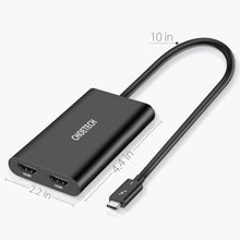 Заредете изображение във визуализатора на галерията – Choetech plug adapter USB Type C Thunderbolt 3 (40Gbps) - 2x HDMI 2.0 4K 60Hz black (HUB-H07) - TopMag

