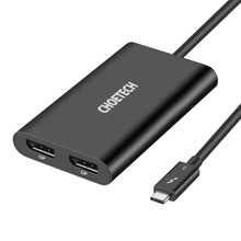 Заредете изображение във визуализатора на галерията – Choetech plug adapter USB Type C Thunderbolt 3 (40Gbps) - 2x DisplayPort 4K 60Hz black (HUB-D03) - TopMag
