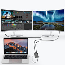 Заредете изображение във визуализатора на галерията – Choetech plug adapter USB Type C Thunderbolt 3 (40Gbps) - 2x DisplayPort 4K 60Hz black (HUB-D03) - TopMag
