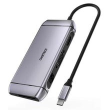 Заредете изображение във визуализатора на галерията – Choetech 9in1 multifunctional USB Type C HUB - 3x USB 3.2 Gen 1 / SD and TF memory card reader / HDMI 4K 30Hz / VGA Full HD 60Hz / USB Type C / RJ45 gray (HUB-M15 gray) - TopMag
