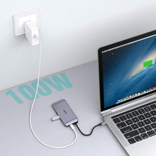 Заредете изображение във визуализатора на галерията – Choetech 9in1 multifunctional USB Type C HUB - 3x USB 3.2 Gen 1 / SD and TF memory card reader / HDMI 4K 30Hz / VGA Full HD 60Hz / USB Type C / RJ45 gray (HUB-M15 gray) - TopMag
