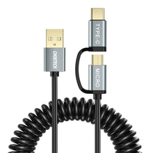 Заредете изображение във визуализатора на галерията – Choetech 2in1 USB - USB Type C / micro USB charging data cable 1,2m black (XAC-0012-101BK) - TopMag
