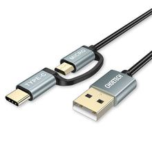 Заредете изображение във визуализатора на галерията – Choetech 2in1 USB - USB Type C / micro USB charging data cable 1,2m black (XAC-0012-101BK) - TopMag
