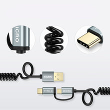 Заредете изображение във визуализатора на галерията – Choetech 2in1 USB - USB Type C / micro USB charging data cable 1,2m black (XAC-0012-101BK) - TopMag
