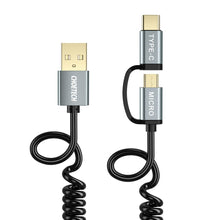 Заредете изображение във визуализатора на галерията – Choetech 2in1 USB - USB Type C / micro USB charging data cable 1,2m black (XAC-0012-101BK) - TopMag
