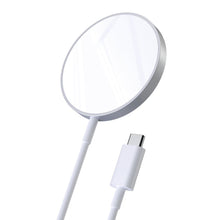 Заредете изображение във визуализатора на галерията – Choetech 15W magnetic Qi wireless charger (MagSafe compatible) white (T517-F) - TopMag
