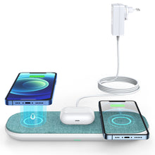 Заредете изображение във визуализатора на галерията – Choetech 3in1 Qi 10W Wireless Charger for Phone / Headphones AirPods 2 / Pro + USB Type C Cable with Network Adapter Green (T569-S) - TopMag
