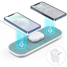 Заредете изображение във визуализатора на галерията – Choetech 3in1 Qi 10W Wireless Charger for Phone / Headphones AirPods 2 / Pro + USB Type C Cable with Network Adapter Green (T569-S) - TopMag
