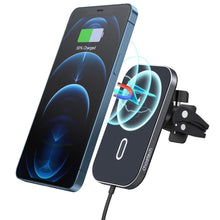Заредете изображение във визуализатора на галерията – Choetech Car Magnetic Mount Inductive Qi Charger 15W (MagSafe Compatible) Black (T200-F) - TopMag
