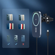 Заредете изображение във визуализатора на галерията – Choetech Car Magnetic Mount Inductive Qi Charger 15W (MagSafe Compatible) Black (T200-F) - TopMag
