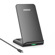 Заредете изображение във визуализатора на галерията – Choetech Qi wireless charger 10W phone stand + USB cable - micro USB black (T524-S) - TopMag
