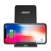 Заредете изображение във визуализатора на галерията – Choetech Qi wireless charger 10W phone stand + USB cable - micro USB black (T524-S) - TopMag
