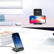 Заредете изображение във визуализатора на галерията – Choetech Qi wireless charger 10W phone stand + USB cable - micro USB black (T524-S) - TopMag
