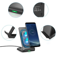 Заредете изображение във визуализатора на галерията – Choetech Qi wireless charger 10W phone stand + USB cable - micro USB black (T524-S) - TopMag
