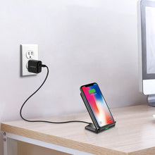 Заредете изображение във визуализатора на галерията – Choetech Qi wireless charger 10W phone stand + USB cable - micro USB black (T524-S) - TopMag
