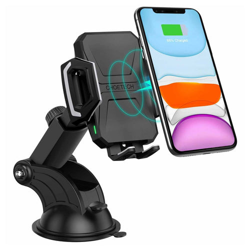 Choetech Car Wireless Charger qi 15W Car Holder for dashboard windshield black (T521-F) - TopMag