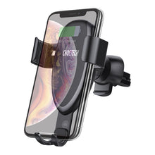 Заредете изображение във визуализатора на галерията – Choetech Qi Wireless Charger 10W Gravity Car Cockpit Holder Dashboard + Clip for Ventilation Grille Airflow + 1.2m Micro USB Cable Black (T536-S) - TopMag
