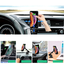 Заредете изображение във визуализатора на галерията – Choetech Qi Wireless Charger 10W Gravity Car Cockpit Holder Dashboard + Clip for Ventilation Grille Airflow + 1.2m Micro USB Cable Black (T536-S) - TopMag
