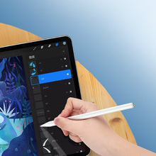 Заредете изображение във визуализатора на галерията – Choetech automatic capacitive stylus pen white (HG04) - TopMag
