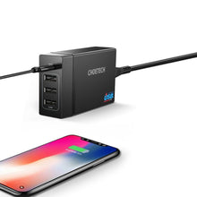 Заредете изображение във визуализатора на галерията – Choetech travel wall Charger 3x USB / 1X USB Type C 60W Power Delivery black (PD72-1C3U) - TopMag
