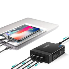 Заредете изображение във визуализатора на галерията – Choetech travel wall Charger 3x USB / 1X USB Type C 60W Power Delivery black (PD72-1C3U) - TopMag
